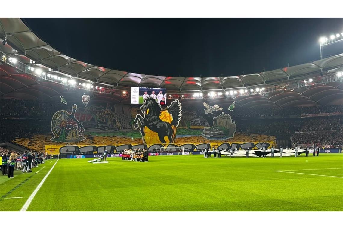 Die Choreo vor dem Atletico-Spiel unter dem Motto „Stuttgart City“