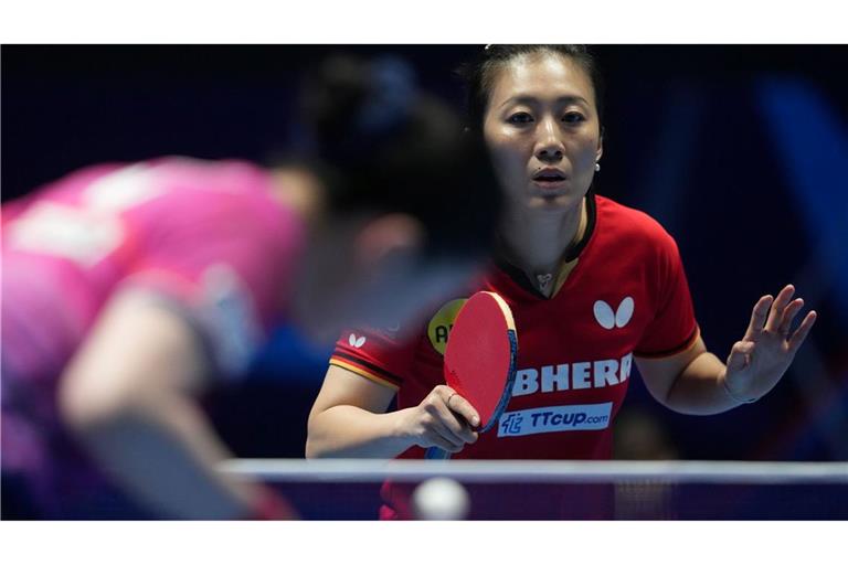 Die deutsche Tischtennis-Nationalspielerin Ying Han im WM-Halbfinale gegen Japan.