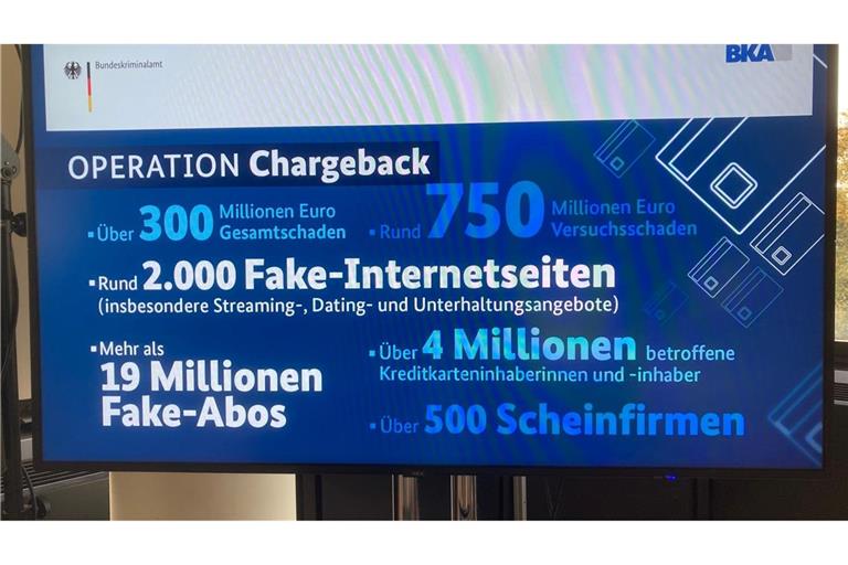 Die Ermittler tauften ihre Arbeit "Operation Chargeback". Damit ist eine Rückbuchung einer Kartenzahlung gemeint, weil ein Kunde bei seiner Bank die Stornierung einer Abbuchung etwa wegen Betrugs fordert. 