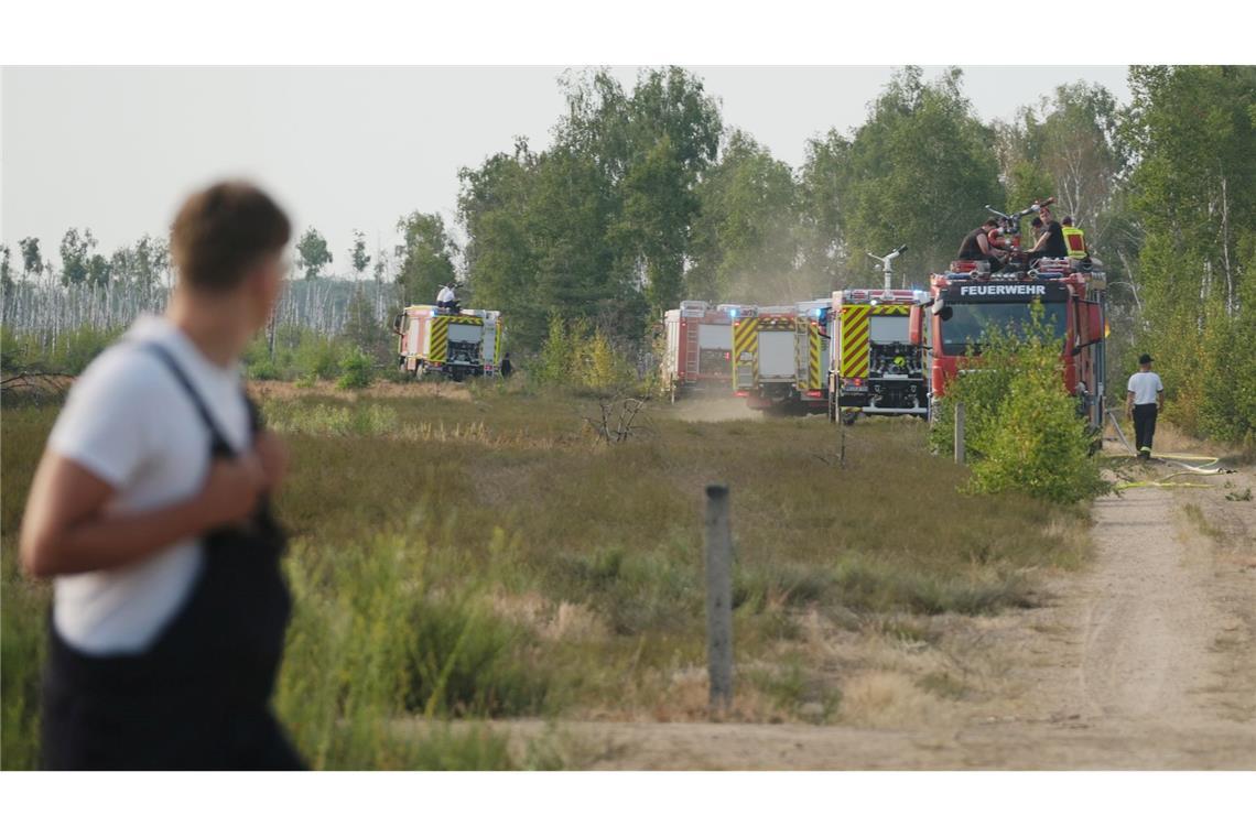 Die Feuerwehr kämpft gegen den Waldbrand.