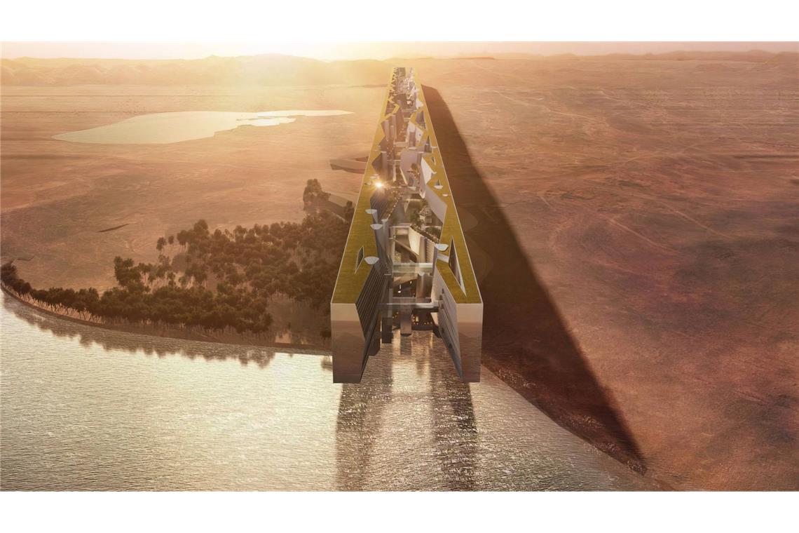 Was von den Visionen einer Stadt von morgen bleibt Die futuristische Stadt Neom im Nordwesten Saudi-Arabiens soll neue Maßstäbe beim nachhaltigen Wohnen, Leben und Arbeiten setzen. In einer dünn besiedelten Wüstengegend ist dafür am Roten Meer eine Fläche vorgesehen, die fast der Größe Belgiens entspricht.