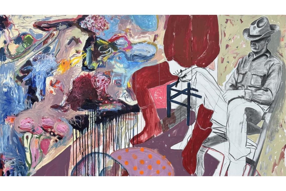 Die Galerie Marko Schacher in Stuttgart-Mitte zeigt zum Galerienrundgang Art Alarm Werke des Malers Manu Camille - hier: „Broken Dreams“ von 2025 (Ausschnitt).