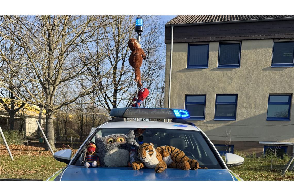 Die Großkatze entpuppte sich als Plüschtiger.