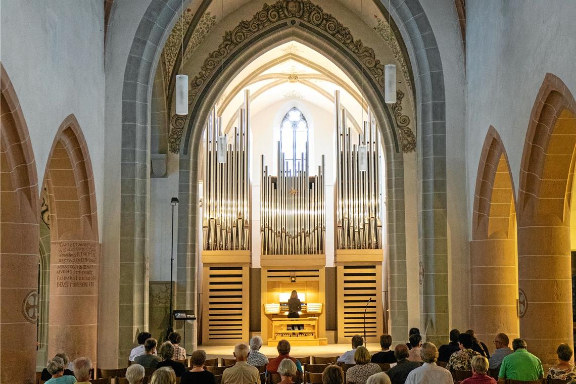 Internationaler Orgelzyklus und weitere Hörgenüsse Die illuminierte Mühleisen-Orgel bei einem Konzert in der Stadtkirche. Foto: A. Becher