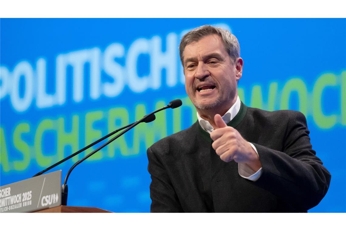 Söder: Migration ist rote Linie für Koalitionsverhandlung „Die Migration ist die rote Linie“, sagte der bayerische Ministerpräsident beim politischen Aschermittwoch in Passau.