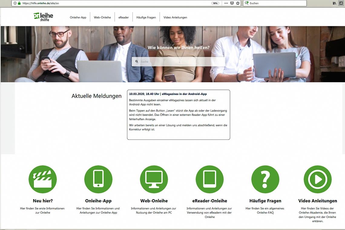 Die Onleihe (zusammengesetzte Abkürzung aus Online-Ausleihe) verfügt über ausführliche Hilfen und Beschreibungen rund um die Nutzung. Für eine Reihe von Schritten gibt es Videoanleitungen.