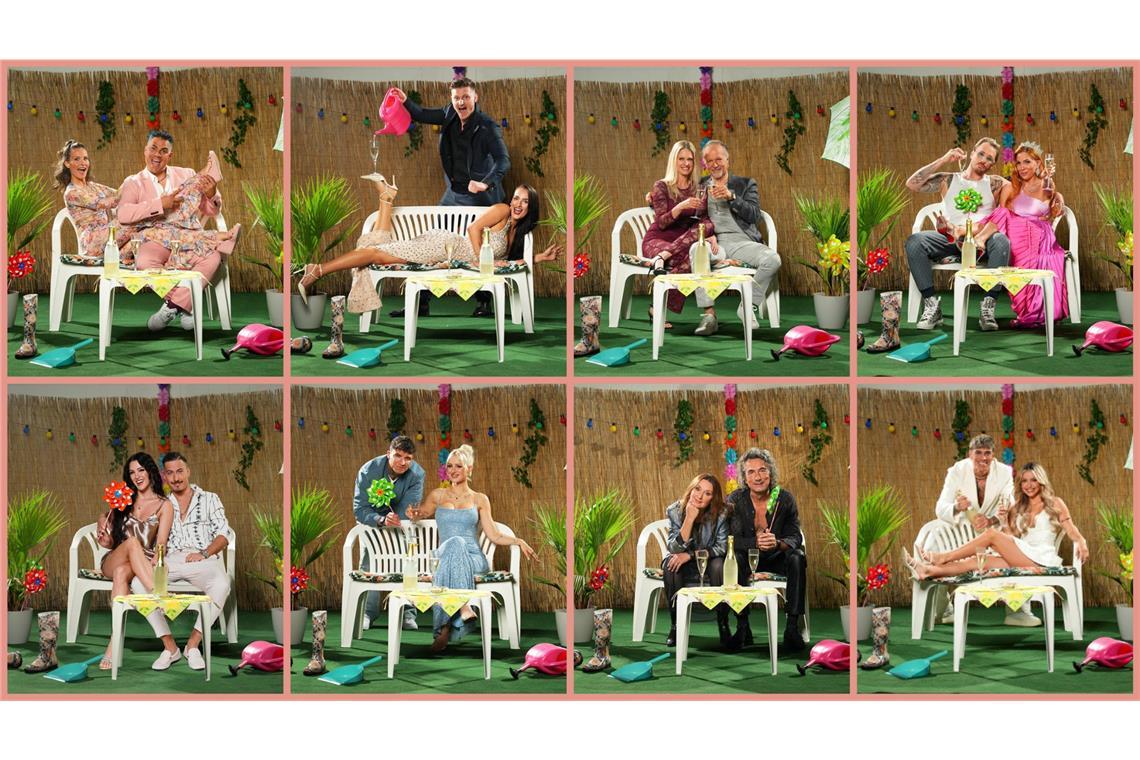 Die Promi-Paare der 10. Staffel von „Das Sommerhaus der Stars“.