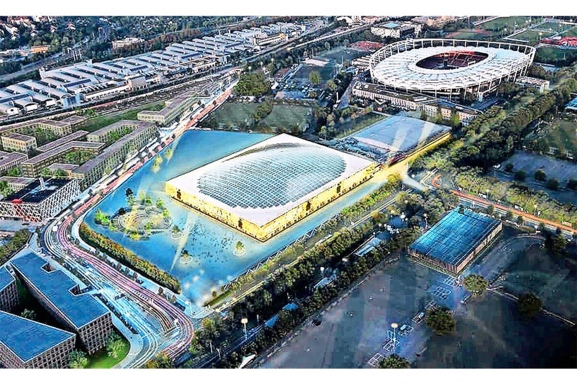 Für die neue Schleyerhalle sind 45 Millionen reserviert Die Schleyerhalle neben dem Stadion könnte einen Nachfolgebau bekommen.