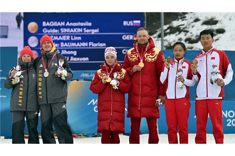 Die Siegerehrung mit Deutschland, Russland und China.