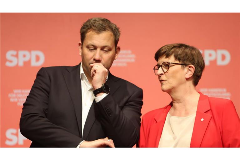 Die SPD-Vorsitzenden Lars Klingbeil und Saskia Esken