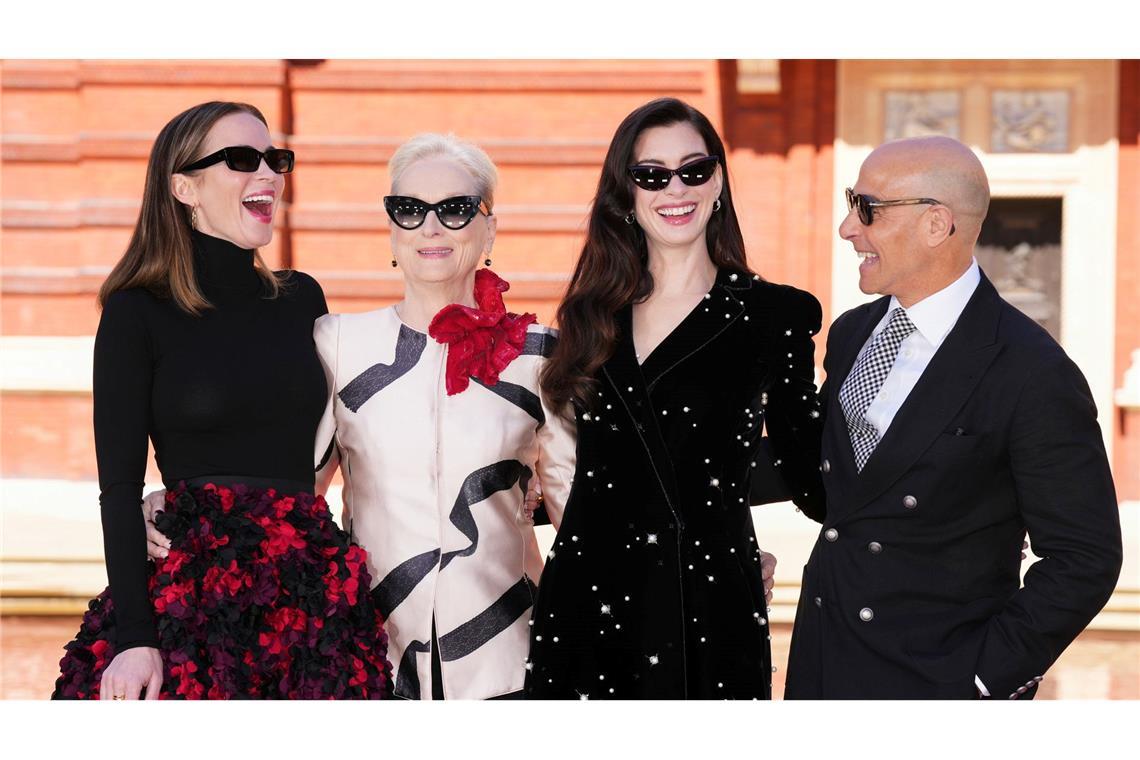 Die Stars des Kultfilms "Der Teufel trägt Prada" standen 20 Jahre später für die Fortsetzung vor der Kamera: Emily Blunt (l-r), Meryl Streep, Anne Hathaway und Stanley Tucci.