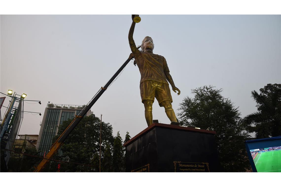 Die Statue für Lionel Messi in Kalkutta ist mehr als 20 Meter hoch.