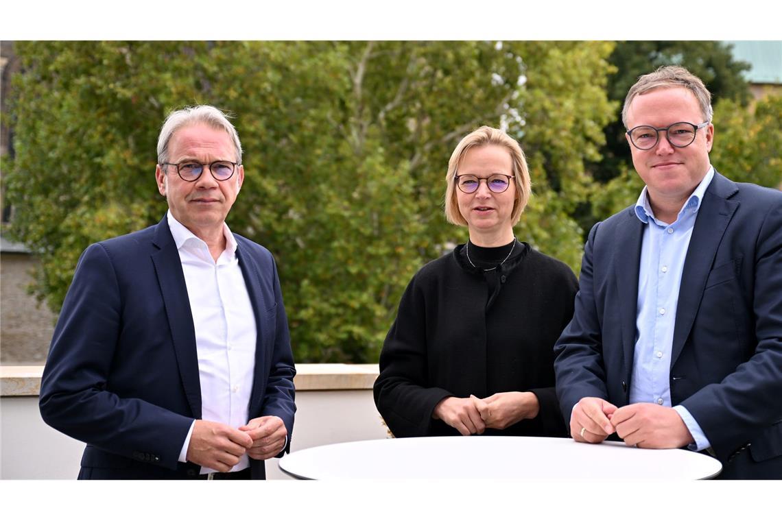 Brombeer-Koalition in Thüringen nimmt große Hürde Die Thüringer Parteichefs Georg Maier (SPD), Katja Wolf (BSW) und Mario Voigt (CDU) haben eine Einigung erreicht. (Archivbild)
