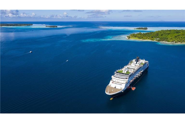 Die „Vasco da Gama“ von Nicko Cruises im Südpazifik.