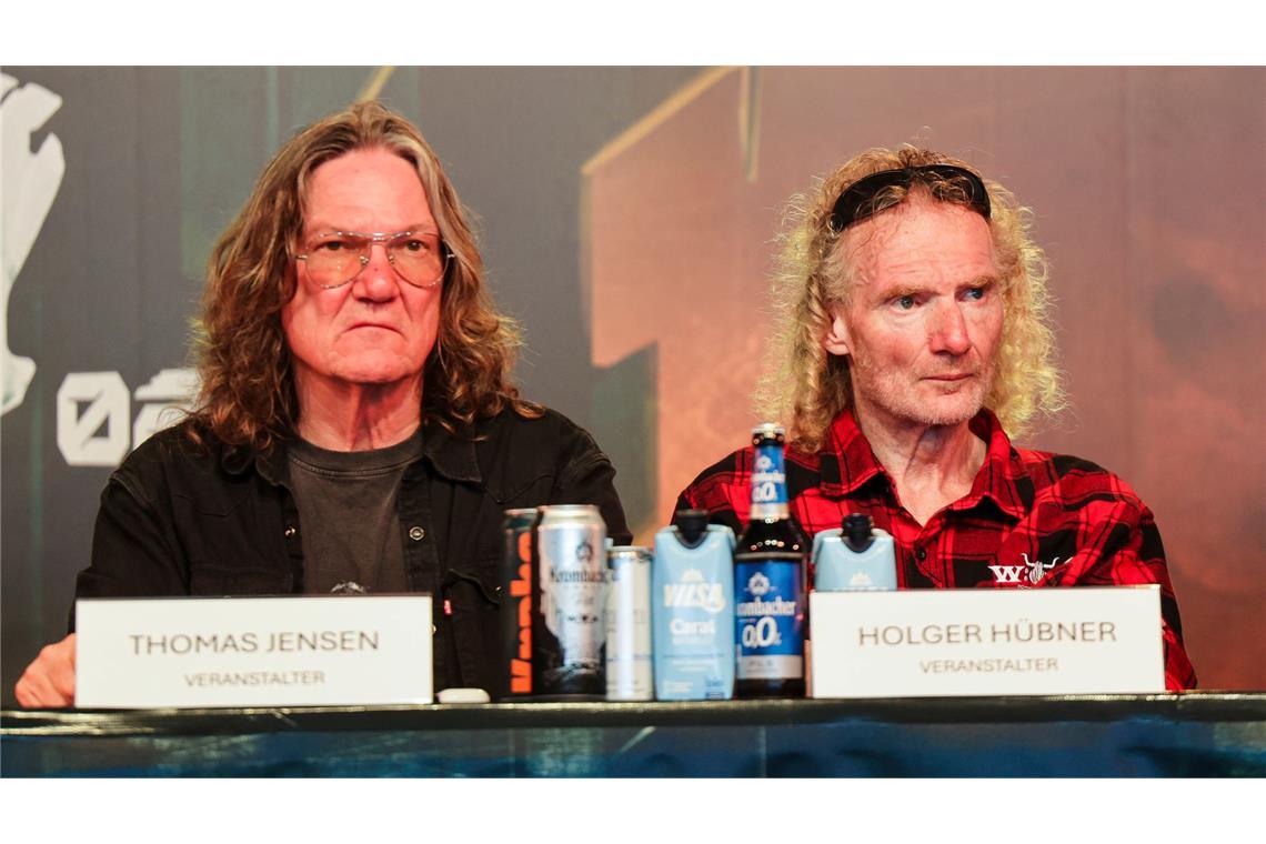 Endspurt für Schlammfestival in Wacken Die Veranstalter Thomas Jensen (links) und Holger Hübner sind zufrieden mit dem Festival.