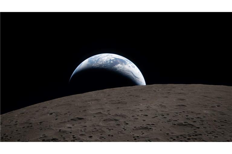 Diesen Blick auf die Erde hat die "Artemis 2"-Crew während ihres Mondfluges aufgenommen.