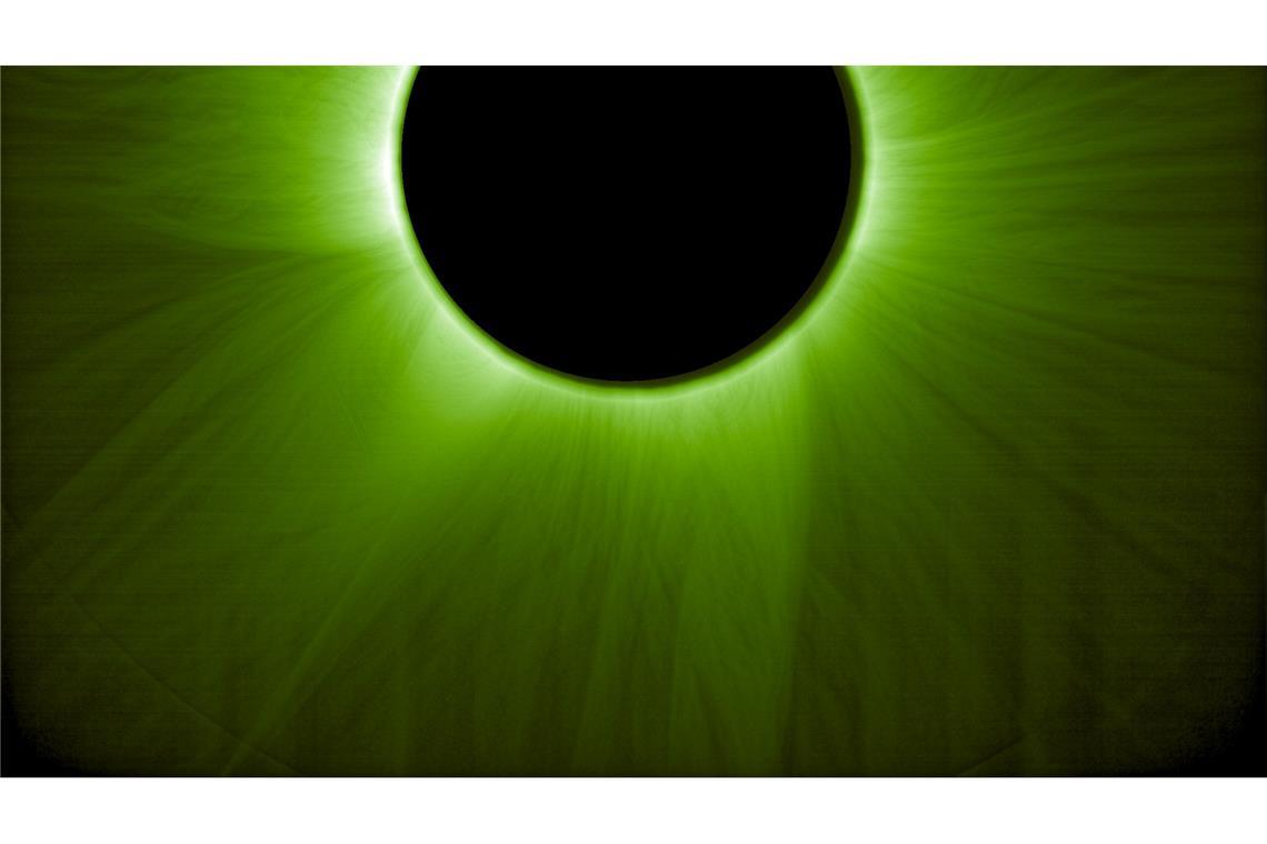 Esa-Satellitenpaar erzeugt künstliche Sonnenfinsternis Dieses Bild wurde von einem Satelliten der "Proba-3"-Mission aufgenommen. Es zeigt die innere Sonnenkorona so, wie ein menschliches Auge sie bei einer Sonnenfinsternis durch einen grünen Filter sehen würde.