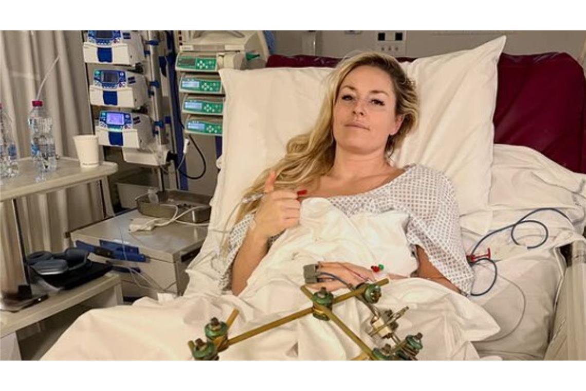 Dieses Foto postete Lindsey Vonn am Mittwoch aus dem Krankenhaus.