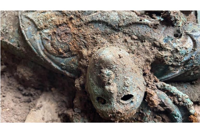 Dieses  von der Universität Durham herausgegebene Foto zeigt einen Teil eines bedeutenden Schatzes, der als „Melsonby Hoard“ bezeichnet wird.