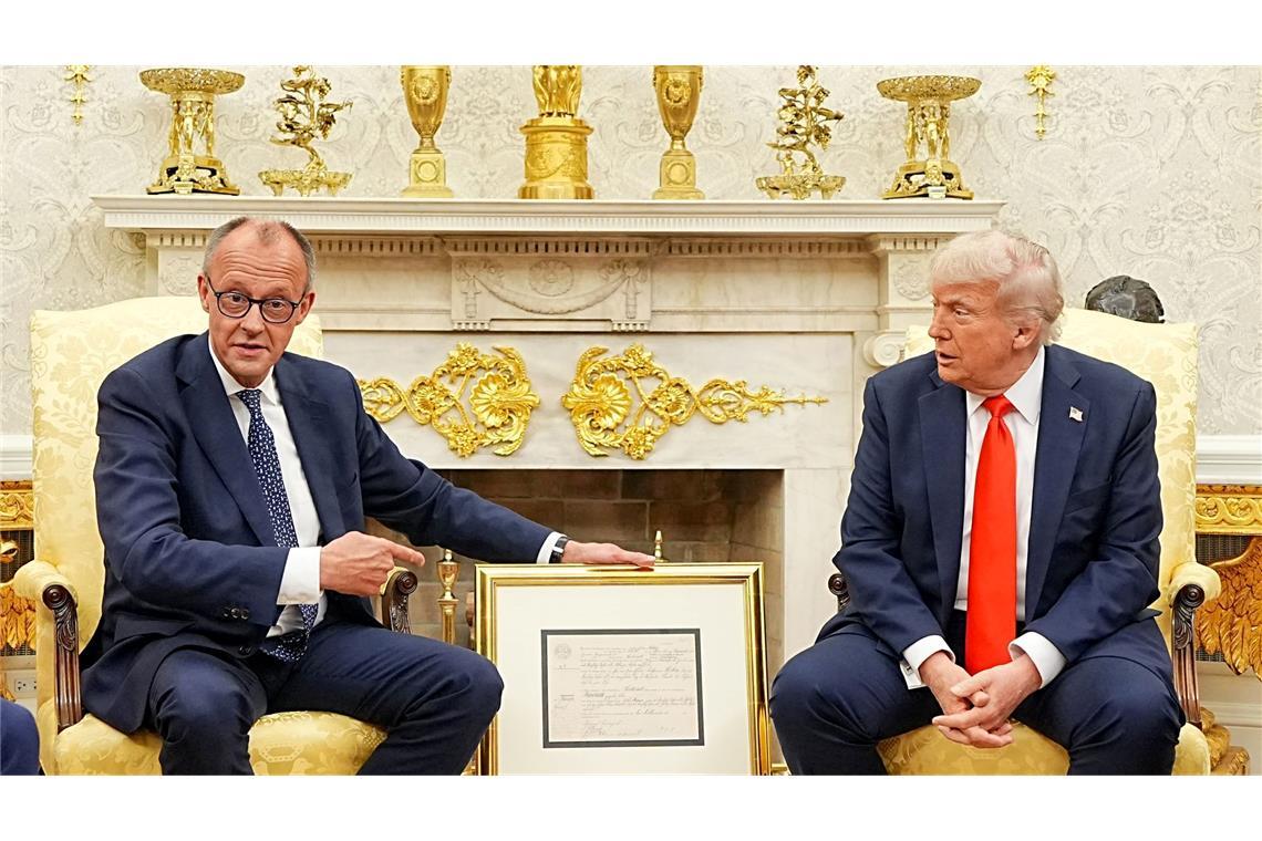 Donald Trump empfing Friedrich Merz mit warmen Worten im Oval Office.