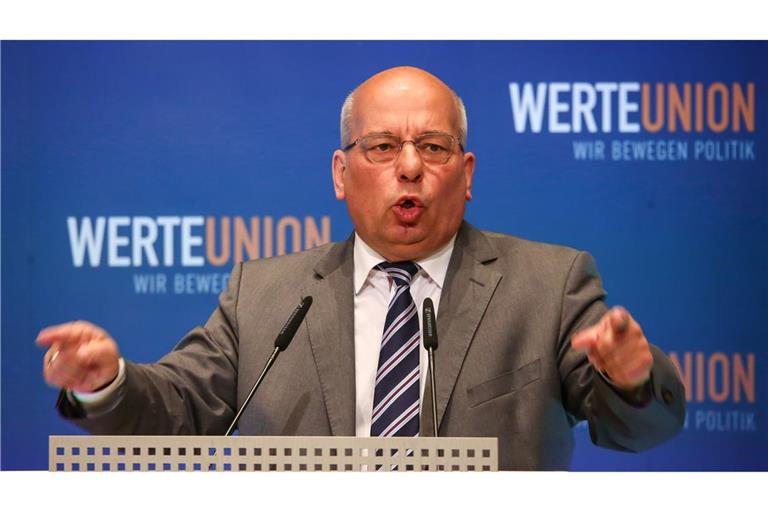 DPolG-Chef Rainer Wendt bei einem Vortrag beim damaligen Verein „Werte Union“, einem Zusammenschluss rechtskonservativer CDU- und CSU-Mitglieder. Aus dem Verein entstand im Februar 2024 eine neue Partei.