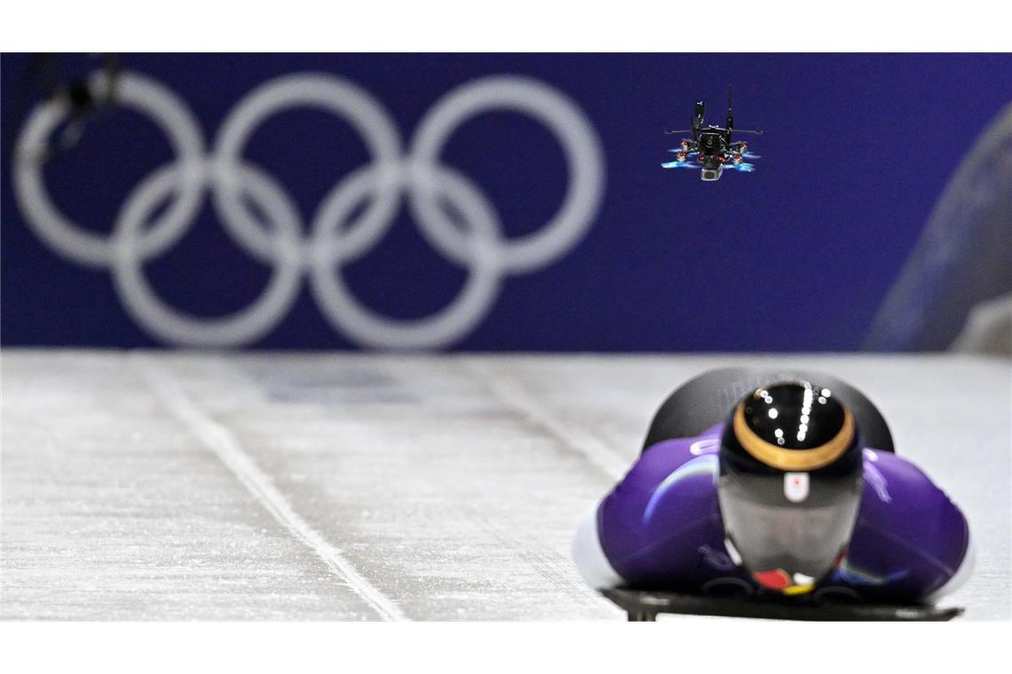 Drohne im Eiskanal: Bei diesen Winterspielen setzen die Verantwortlichen auf spektakuläre Bilder.