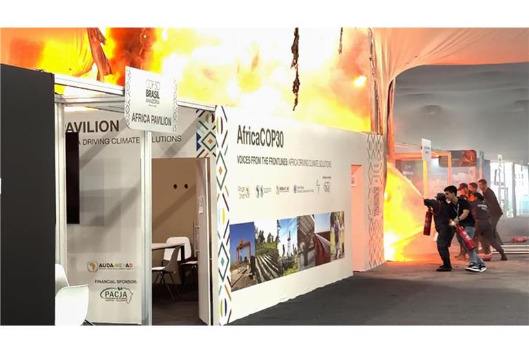 Ein Feuer ist am Donnerstag auf der Weltklimakonferenz ausgebrochen.