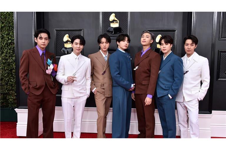 Ein Foto vor ihrer mehrjährigen Pause: BTS bei den Grammy Awards 2022. (Archivbild)