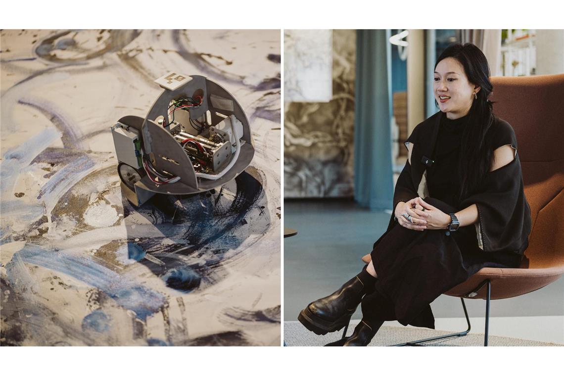 Sougwen Chung – die Künstlerin, die mit Robotern malt Ein malender Roboter: zu sehen gibt es das im Kunstverein in Heilbronn.