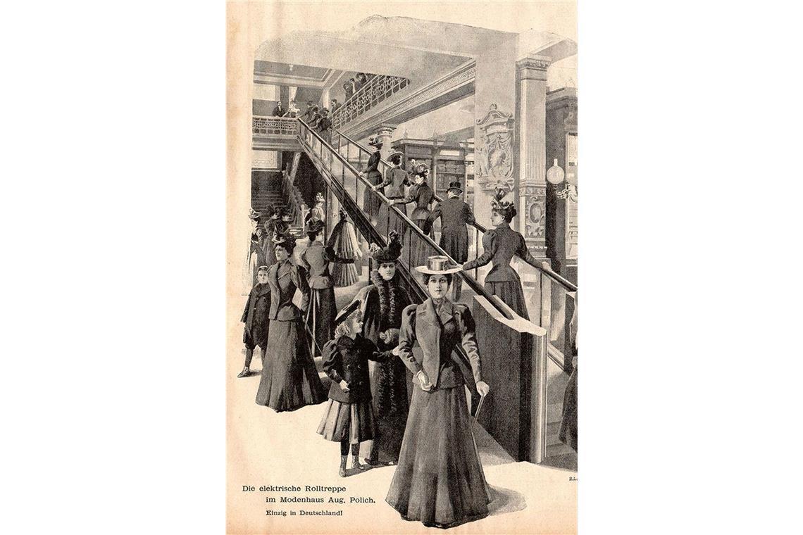 Donald Trumps Wutrede und der Aufstieg der Rolltreppe Ein „schräger Aufzug“ ging kurz vor Weihnachten 1898 im Kaufhaus Polich in Leipzig in Betrieb.