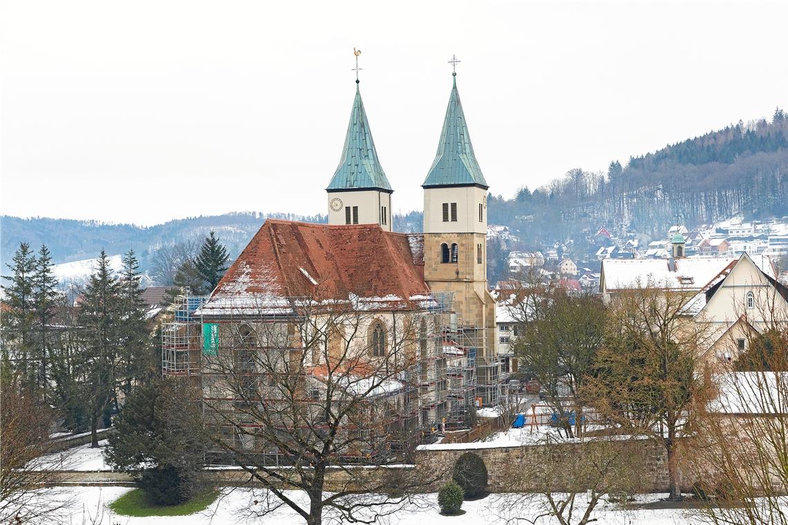 Eine Ausnahme für Zusammenkünfte mit den entsprechenden Schutzmaßnahmen und Regeln, die für die Kirchen gelten, nutzen Kantor, Pfarrer und Gemeinde dennoch: Gottesdienste in der Murrhardter Stadtkirche. Fotos: J. Fiedler