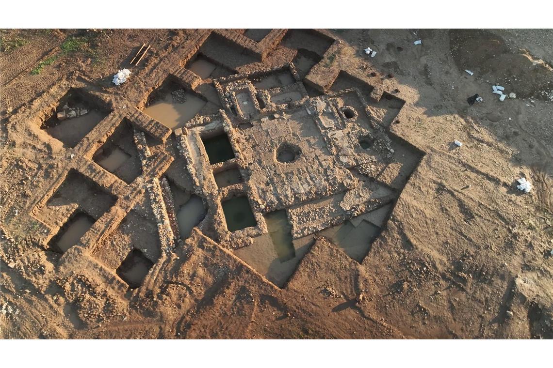 Byzantinisches Kloster bei Grabung in Israel entdeckt Eine Luftaufnahme vom Ausgrabungsort im südisraelischen Kirjat Gat.