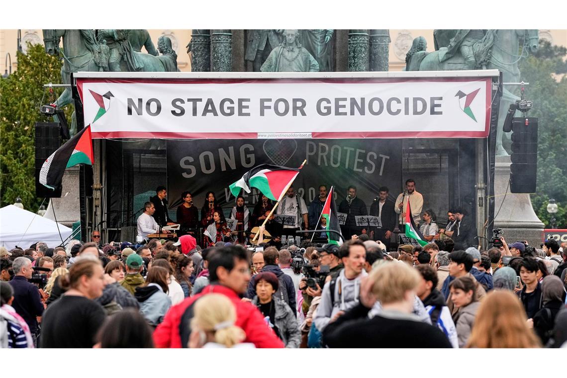 Eine propalästinensische Protestaktion richtete sich gegen die Teilnahme Israels am ESC