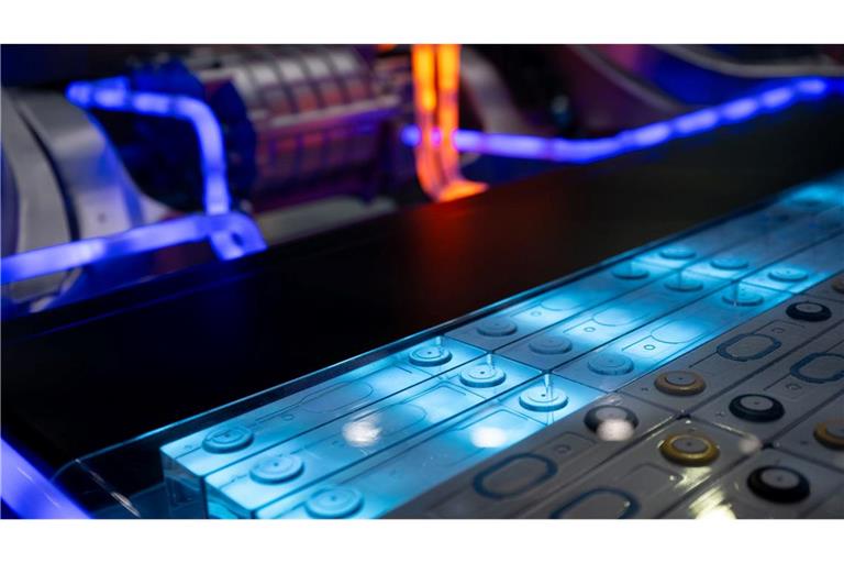 Eine schnellladende Batterie des chinesischen Herstellers CATL auf der Automesse IAA 2023. CATL hat seine Patentanmeldungen in der Batteriechnik stark gesteigert. (Archiv)