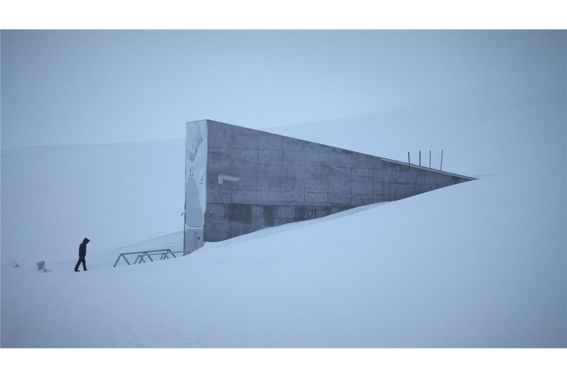 Weltbank für Samen: Spektakulärer Saatgut-Tresor füllt sich Eine schwere Stahltür führt eingebettet in einen spektakulären Betoneingang ins Innere eines schneebedeckten Berges. (Archivbild)