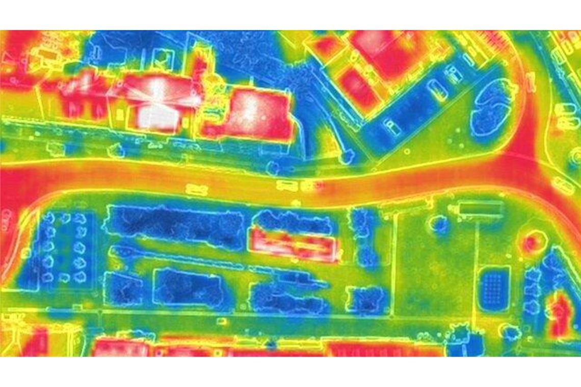 Die Stadt sollte sich grün kleiden Eine Wärmebildaufnahme, per Drohne angefertigt.