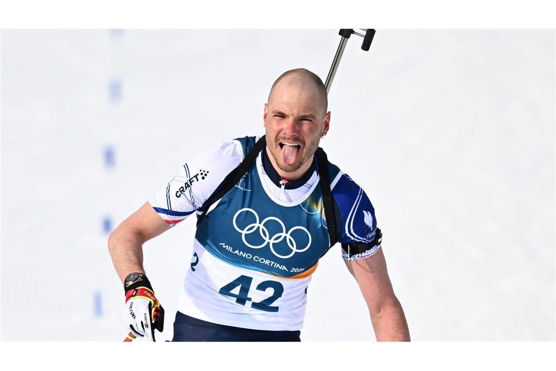 Emilien Jacquelin machte sich über seinen Konkurrenten Laegreid lustig.