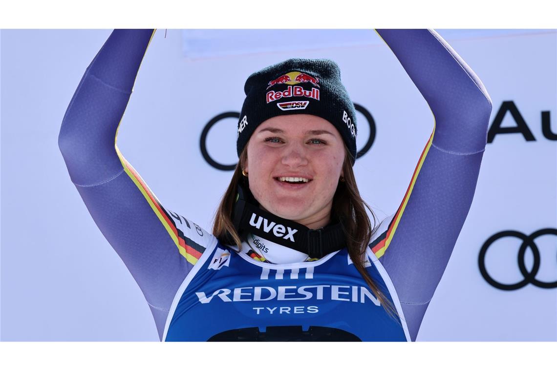 Emma Aicher könnte in Norwegen auch den Abfahrts-Weltcup gewinnen. (Archivbild)