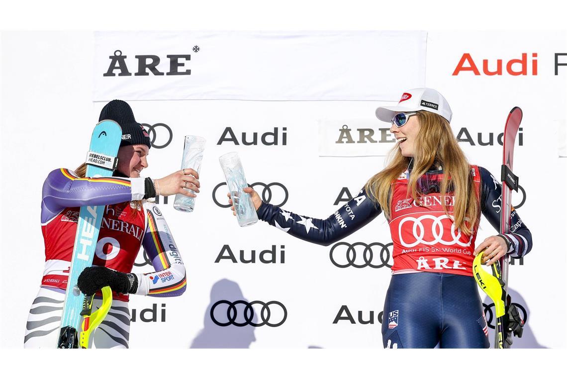 Emma Aicher (links) und Mikaela Shiffrin – wer holt sich die große Kristallkugel?