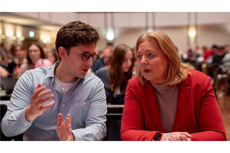 Engagierte Debatte: Juso-Chef Türmer und Parteichefin Bas.