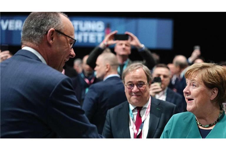 Ex-Kanzlerin Merkel (CDU) war am Freitag zu Gast beim CDU-Bundesparteitag in Stuttgart.