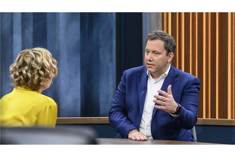Finanzminister Lars Klingbeil (SPD) bei Caren Miosga. (Archivbild)