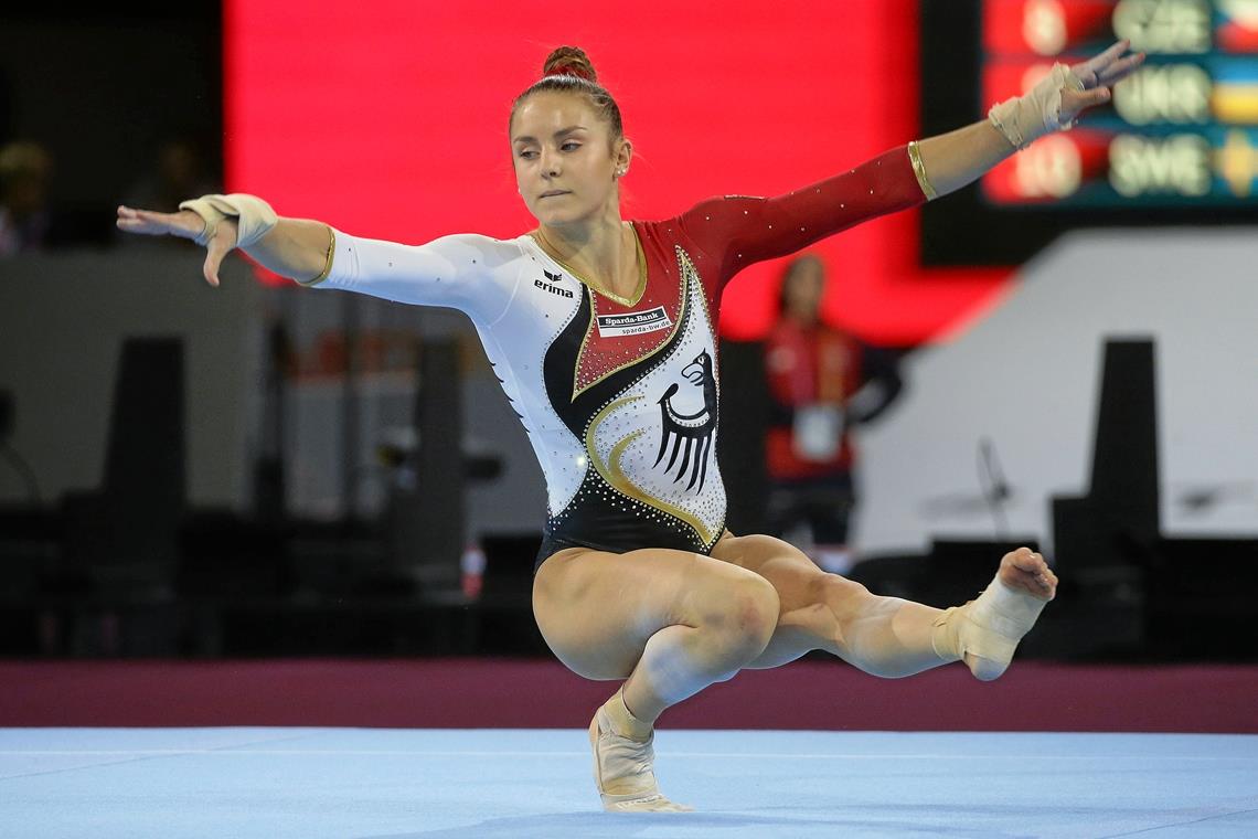 Fit zurück: Emelie Petz. Binnen zehn Tagen turnt die 18-Jährige bei zwei Qualifikationswettkämpfen ums Olympiaticket. Foto: Imago