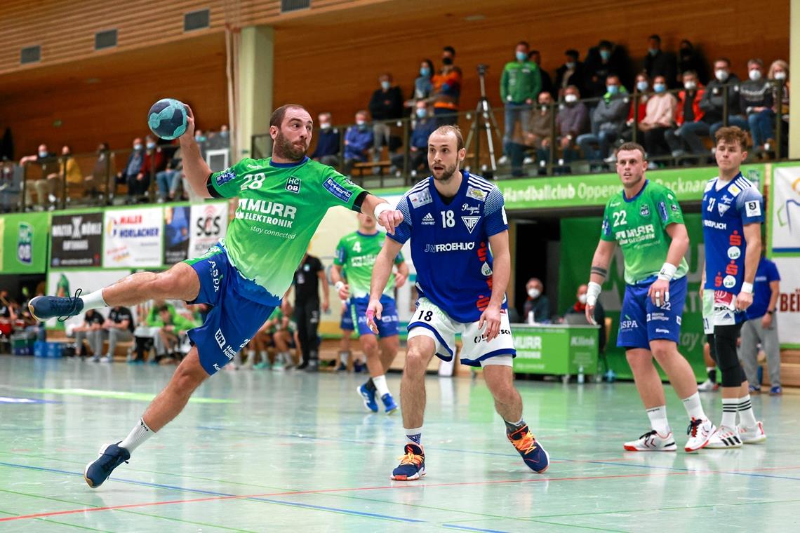 Florian Frank spielte bei vielen Gegenstößen des HC Oppenweiler/Backnang seine Schnelligkeit aus und war mit acht Toren der treffsicherste Spieler seiner Mannschaft. Foto: A. Becher