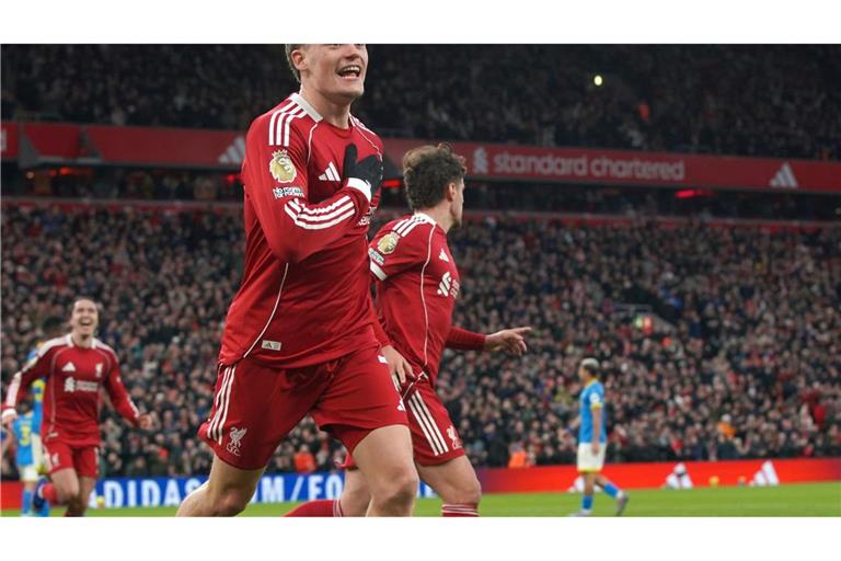 Florian Wirtz konnte endlich sein erstes Tor für den FC Liverpool feiern.