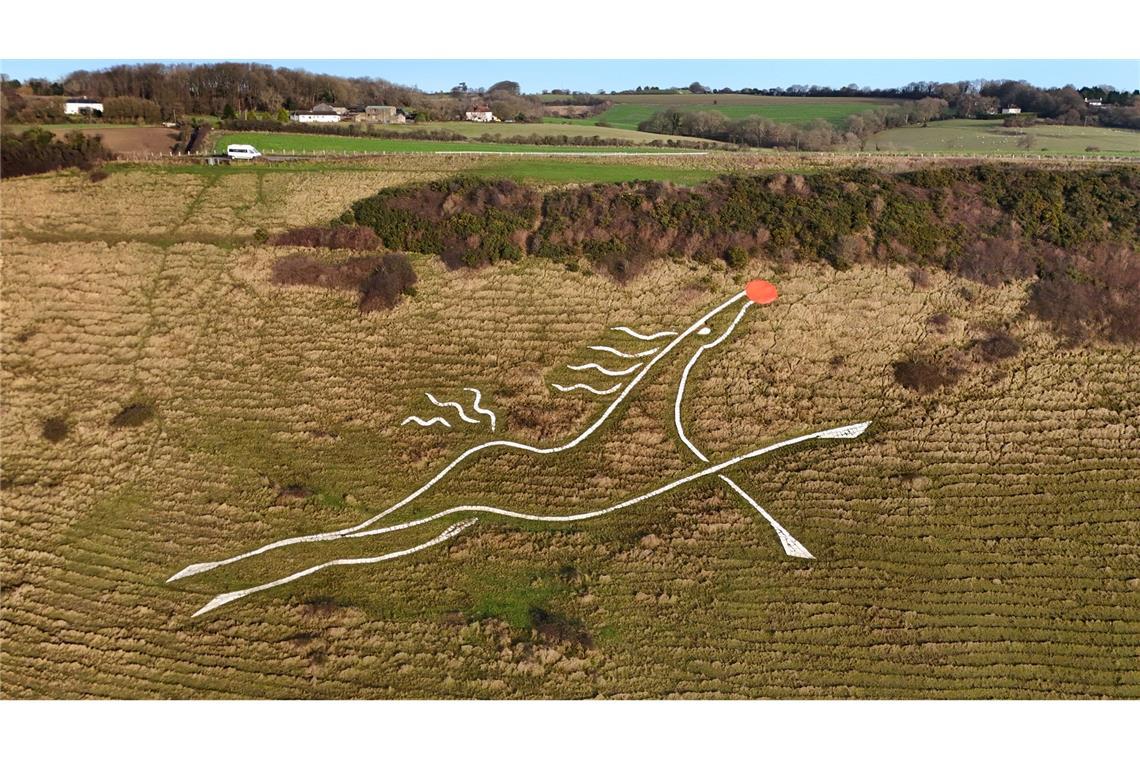 Bilder des Tages Folkestone White Horse mit roter Nase - Ein anonymer Künstler hat dem Folkestone White Horse auf dem Cheriton Hill eine rote Nase, wie Rudolph the Red-Nosed Reindeer verpasst.