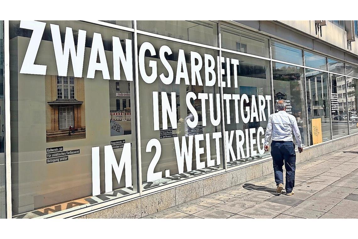 Fotoausstellung Zwangsarbeit in Stuttgart im ehemaligen Galeria-Kaufhof-Gebäude in der Eberhardstraße