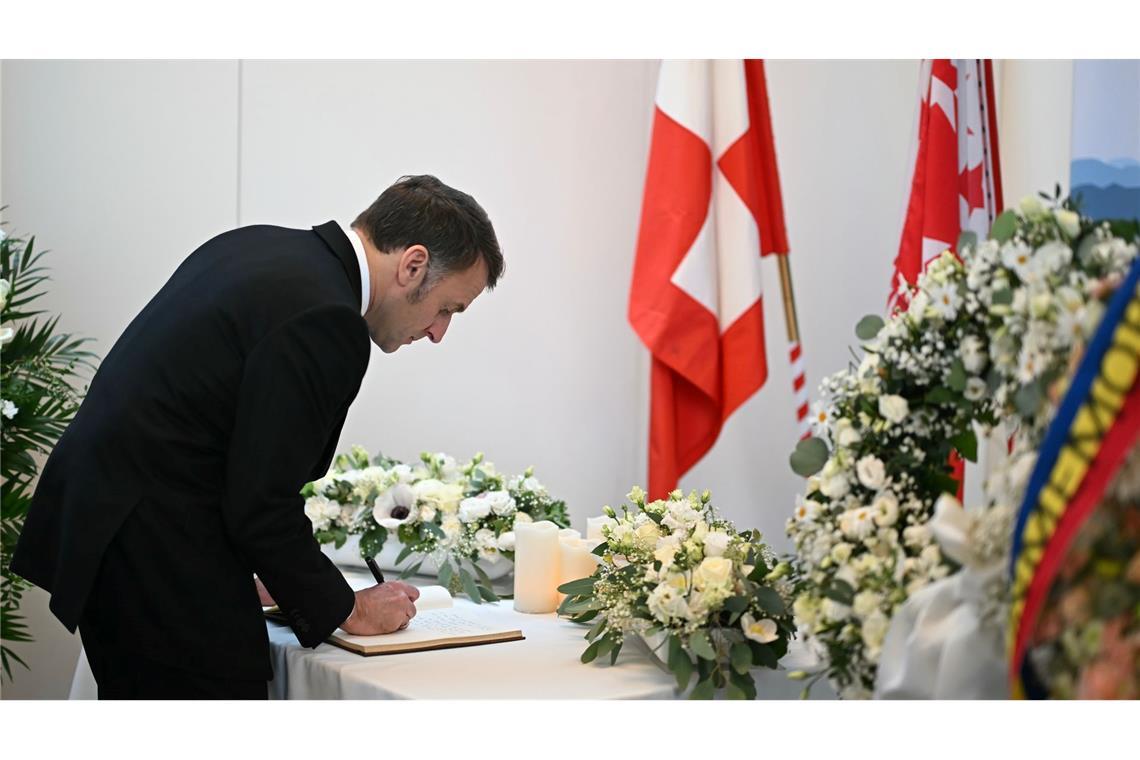 Frankreichs Präsident Emmanuel Macron war einer der Trauergäste in der Schweiz.