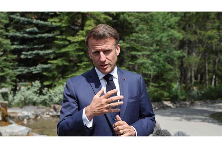 Frankreichs Präsident Macron äußerte sich am Rande des G7-Gipfels in Kanada.
