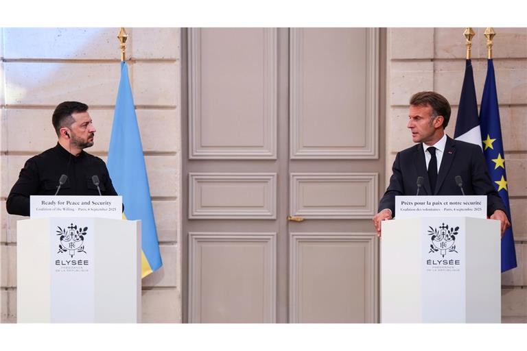 Frankreichs Präsident Macron und sein ukrainischer Kollege Selenskyj hielten eine Pressekonferenz ab.